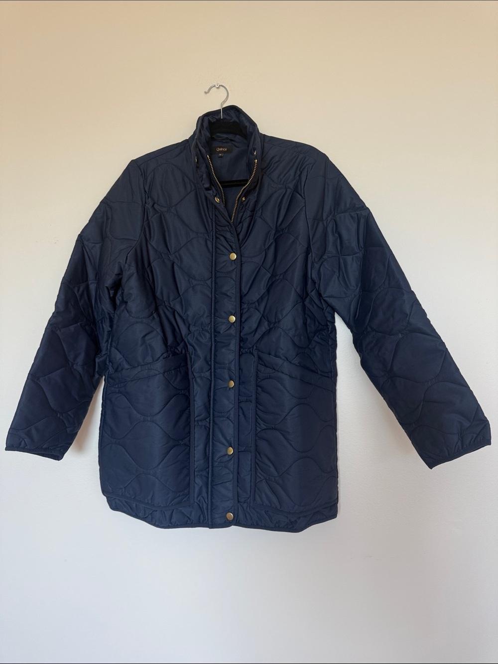 NWOT Quince Featherless Quilted Long Puffer Jacket - Admiral/Navy - Medium (344) - Picture 4 of 13